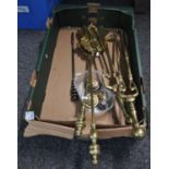 Box of brass to include; companion set and graduated weights. (B.P. 21% + VAT)