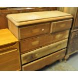 Victorian pine straight front chest of two short and three long drawers on baluster turned supports.
