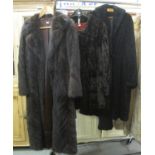 A vintage faux fur jacket, an astrakhan swing coat and a dark brown mink tail fur vintage coat. (