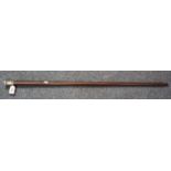 Hardwood walking cane with engraved silver knop, London hallmarks. (B.P. 21% + VAT)