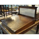 Early 20th Century large mahogany fall front clerks desk, having moulded back and central etched