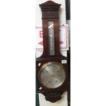 Mahogany wall barometer with silvered face marked 'Felix Martin, Swansea'. (B.P. 21% + VAT)