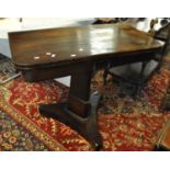 19th century rosewood card table with hinged lid on a triform base. (B.P. 21% + VAT)