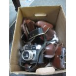 Box of assorted cameras to include; Halina Paulette, Optima, Retinette etc. (B.P. 21% + VAT)