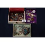 Collection of silver and costume jewellery in three vintage boxes. (B.P. 21% + VAT)