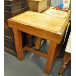 Pitch pine butchers block on square chamfered supports. (B.P. 21% + VAT)