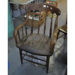 Early 20th century oak spindle back office armchair. (B.P. 21% + VAT)