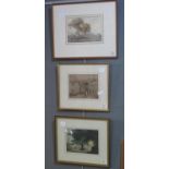 Three 19th Century British school watercolours, country and village scenes with figures, one