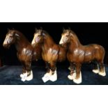 Three Beswick pottery Shire horses. (B.P. 21% + VAT)