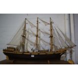 Hand made wooden model of a tea clipper under full sail, 115cm long approx. (B.P. 21% + VAT)
