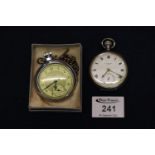 Silver open faced key less lever pocket watch by J.W Benson London with Roman face, having seconds