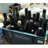 Tray of assorted drinking wines, various, together with unknown vintage bottles with wire seals