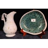 19th Century baluster jug with entwined handle and moulded leaf decoration, impressed marks to the