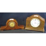Two early 20th Century mahogany hat shaped boudoir clocks, one marked H Lee & Son of Hull. (2) (B.P.