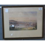 19th Century British School, panoramic view of a harbour and town (possibly Swansea), unsigned,