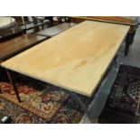 Spanish style scrub top refectory table on X frame wrought metal base. (B.P. 21% + VAT)