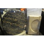 A collection of marble tops for furnishing items etc, of varying forms including circular black