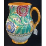 Mid Century Crown Ducal pottery Charlotte Rhead design foliate decorated, tube lined baluster jug,