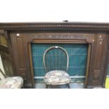 Good quality mahogany carved fire surround/mantelpiece having carved stylised floral and foliate