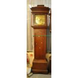 18th Century oak 8 day longcase clock marked 'John Whitfield, Clifton', the hood with caddy top
