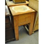 Heavy pitch pine kitchen unit inset with a marble mortar. (B.P. 21% + VAT)