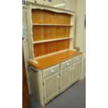 Modern painted pine two stage rack back kitchen dresser. (B.P. 21% + VAT)