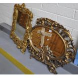 Two similar Rococo style gilt framed mirrors, one of oval form, one rectangular.(2) (B.P. 21% + VAT)