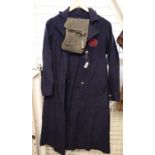 Second World War period ARP wardens long dark blue unlined coat with appropriate label and
