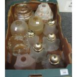 Box containing assorted clear, frosted and Art Deco design glass shades. (B.P. 21% + VAT)
