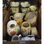 Box of assorted china to include; continental baluster jug, pair of two handled transfer printed