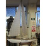 Large scale model of a sailing yacht, 'Gwenllian', fully rigged with sails, appearing to be fitted