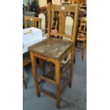Beech and mixed wood slat back bar stool on moulded seat. (B.P. 21% + VAT)