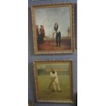 Two coloured prints on cricketing themes, from the MCC Portfolio of cricketing prints, including