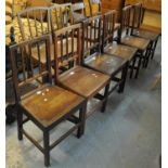 Set of six early 19th century oak farmhouse stick back kitchen chairs. (6) (B.P. 21% + VAT)