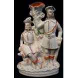 19th Century Staffordshire pottery spill vase figure group 'Robin Hood'. (B.P. 21% + VAT)