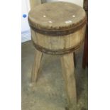 19th Century traditional butcher's block of circular form with metal banding. (B.P. 21% + VAT)