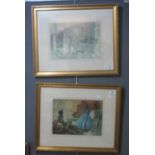 After Sir William Russell Flint, two coloured prints, women in interiors, signed in the plate.