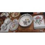 Two trays of Portmeirion pottery to include; Welsh dresser cabinet plates and jug, Botanic Garden