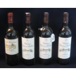 Three bottles of Chateau Prieure-Lischine Grand Crux Classe Margaux red wine 2000, together with one