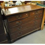 19th Century mahogany straight front chest of two short and three long drawers on moulded bracket