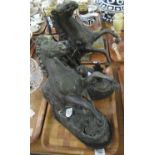 Pair of early 20th Century spelter Marly horses on naturalistic bases. (B.P. 21% + VAT)