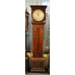 Early 19th Century mahogany single train regulator style longcase clock, the silvered Roman circular