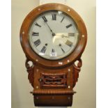 Victorian two train wall clock with mother of pearl inlay and painted Roman numerals. (B.P. 21% +