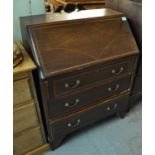 Edwardian mahogany inlaid bureau. (B.P. 21% + VAT)