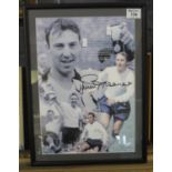 Framed 'Legends' photograph, being a montage of studies of footballer Jimmy Greaves, signed by Jimmy