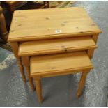 Modern pine nest of three tables. (B.P. 21% + VAT)