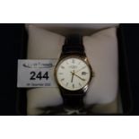Rotary gold plated gentleman's quartz wristwatch with sweep seconds hand and date aperture on