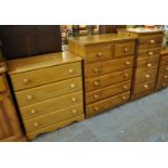 Three similar modern pine bedroom chests of drawers. (3) (B.P. 21% + VAT)
