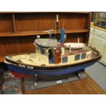 Radio controlled plastic model of the Bantry Bay type fishing boat 'Valerie Susan'. On wooden stand.