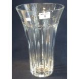 A Portmeirion heavy cut crystal glass flared cylinder vase with cut decoration in the form of a